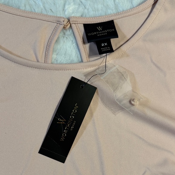 Worthington Light Pink Short Sleeve Top - Picture 2 of 6